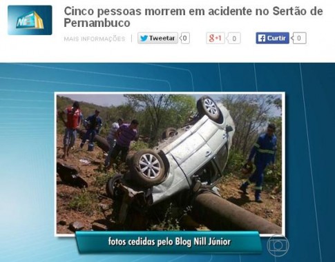 A tragédia teve repercussão no Estado. Várias emissoras como a Globo (clique e veja matéria) trataram do episódio.